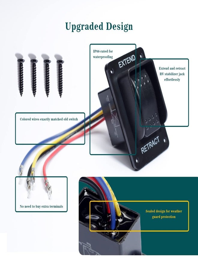 Dusledel 387874 Power Stabilizer Switch with Harness Replacement for Lippert Trailer Components 12V Extend Retract for RV Stabilizer Jacks IP66 Black - Image 3